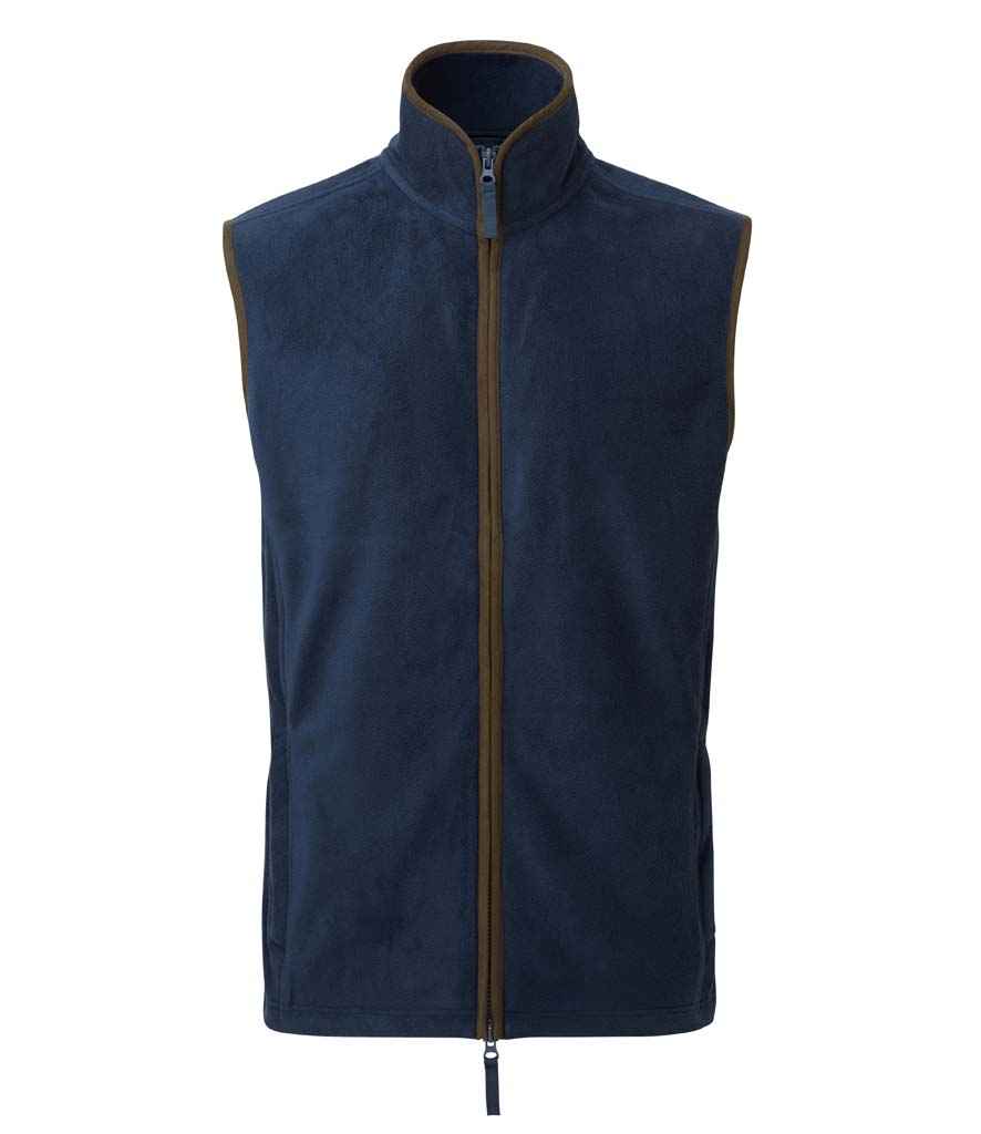 Premier Artisan Fleece Gilet PR803 in Navy/Brown – front