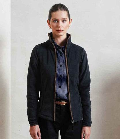 Premier Ladies Artisan Fleece Jacket PR824 in Black/Brown – model (2)