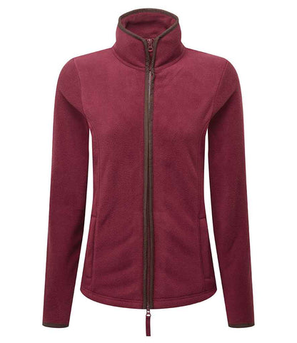 Premier Ladies Artisan Fleece Jacket PR824 in Burgundy/Brown – front