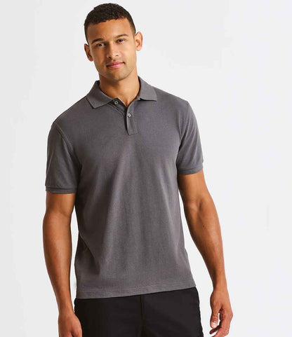 Premier Essential Unisex Polo Shirt PR995 in Dark Grey – model (2)