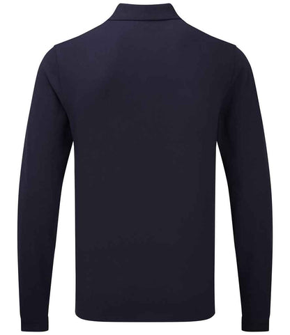 Premier Essential Unisex Long Sleeve Polo Shirt PR997-NAV in Navy – back