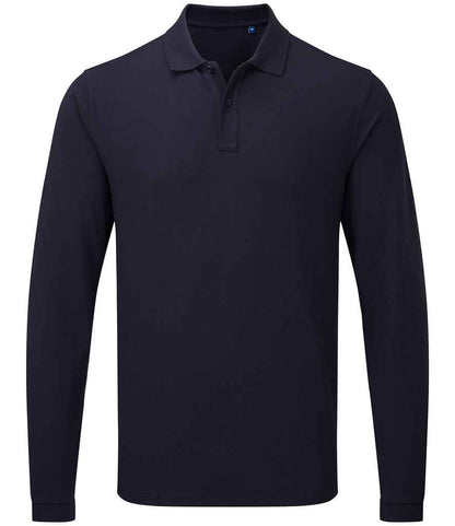 Premier Essential Unisex Long Sleeve Polo Shirt PR997-NAV in Navy – front