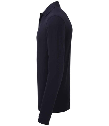 Premier Essential Unisex Long Sleeve Polo Shirt PR997-NAV in Navy – side