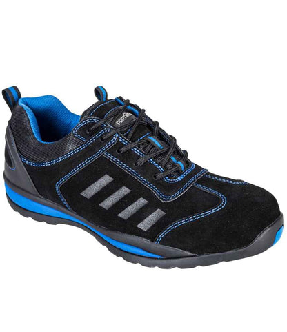 Portwest Steelite Lusum S1P HRO Safety Trainers PW809 in Black/Blue – front