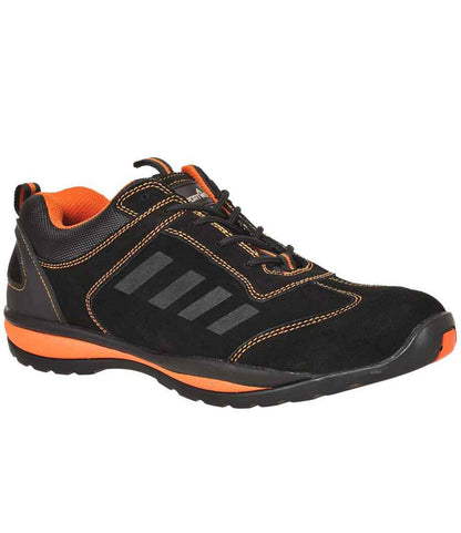 Portwest Steelite Lusum S1P HRO Safety Trainers PW809 in Black/Orange – front