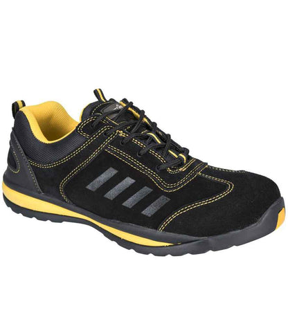 Portwest Steelite Lusum S1P HRO Safety Trainers PW809 in Black/Yellow – front (2)
