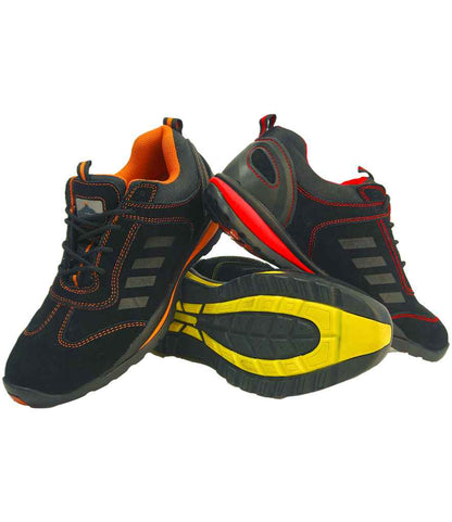 Portwest Steelite Lusum S1P HRO Safety Trainers PW809 in Black/Yellow – front