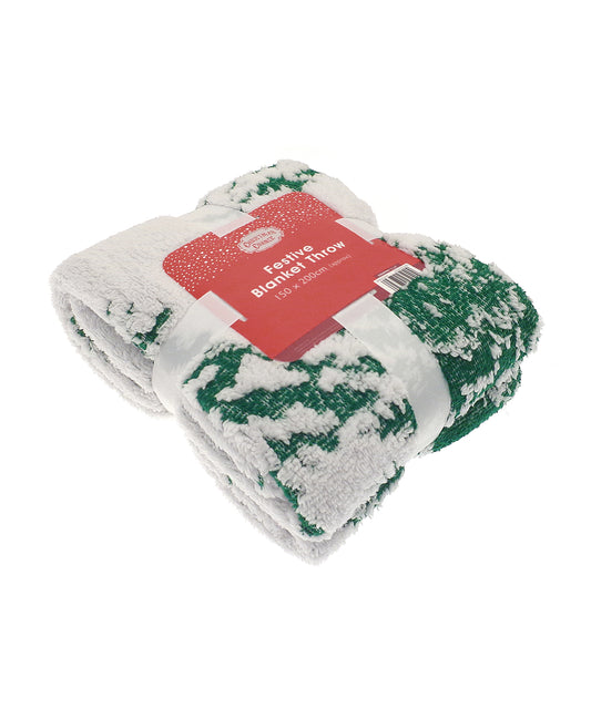 Christmas Tree Jacquard Sherpa Throw - RI030
