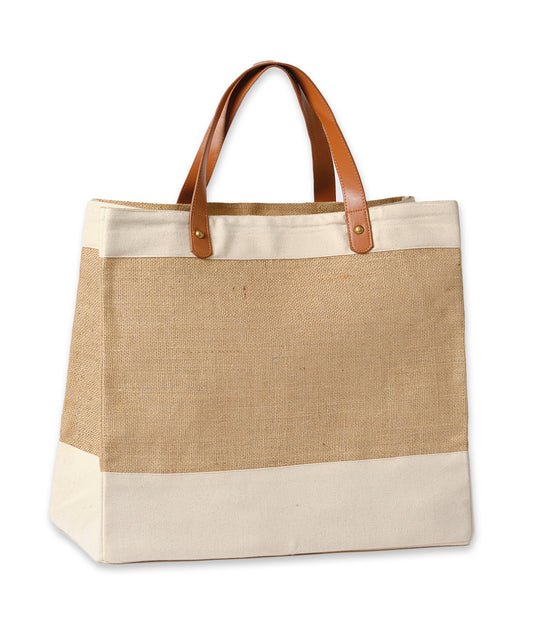 Adley Jute with Faux Leather Tote - RL250