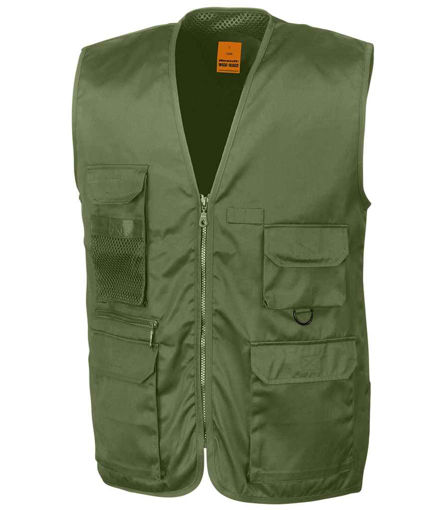 Result Work-Guard Safari Waistcoat RS45 in Lichen Green – front