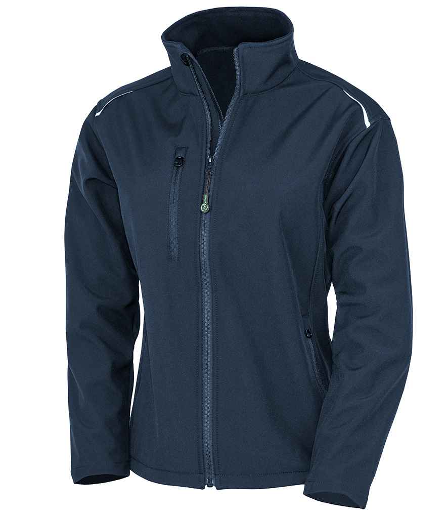 Result Recycled Ladies Three Layer Printable Soft Shell Jacket RS900F in Navy – front