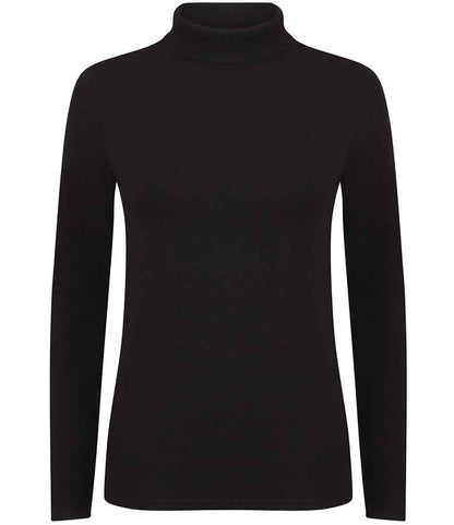SF Clothing Ladies Feel Good Stretch Roll Neck T-Shirt SK125 in Black – front