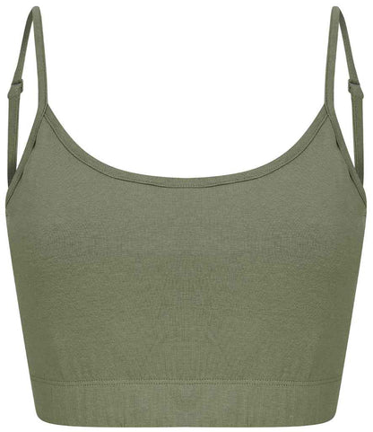 SF Clothing Ladies Sustainable Fashion Cropped Cami Vest Top SK230 in Khaki – front