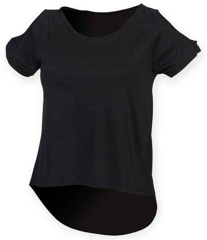 SF Clothing Ladies Drop Tail T-Shirt SK233 in Black – front