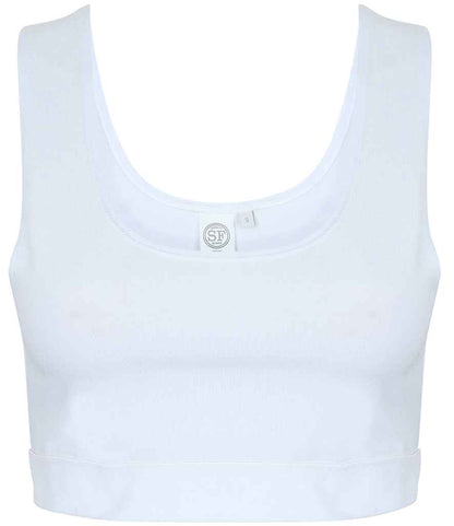SF Clothing Ladies Fashion Crop Top SK236 in White/White – front