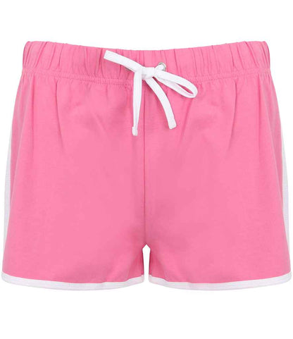 SF Clothing Ladies Retro Shorts SK69 in Bright Pink/White – front
