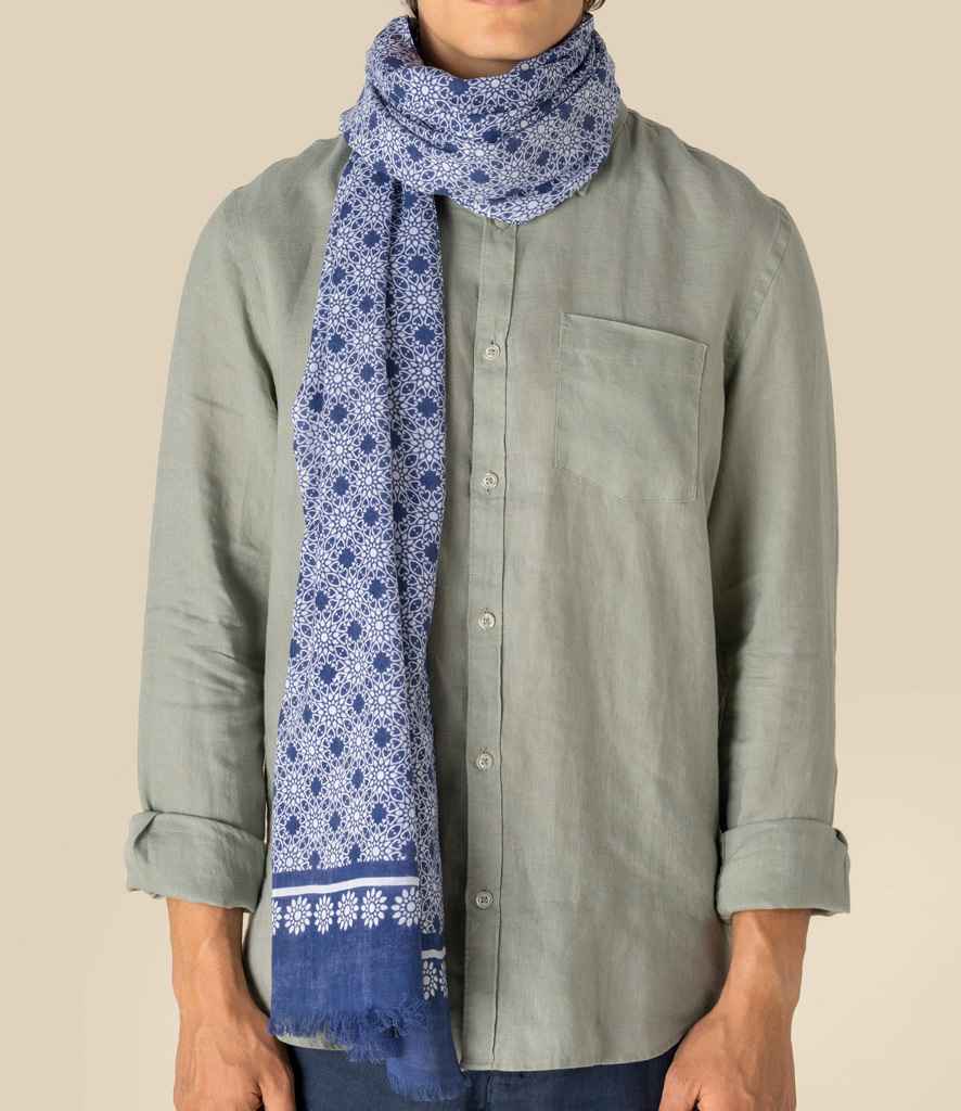 Spasso Blue Floral Mosaic Scarf - SP156