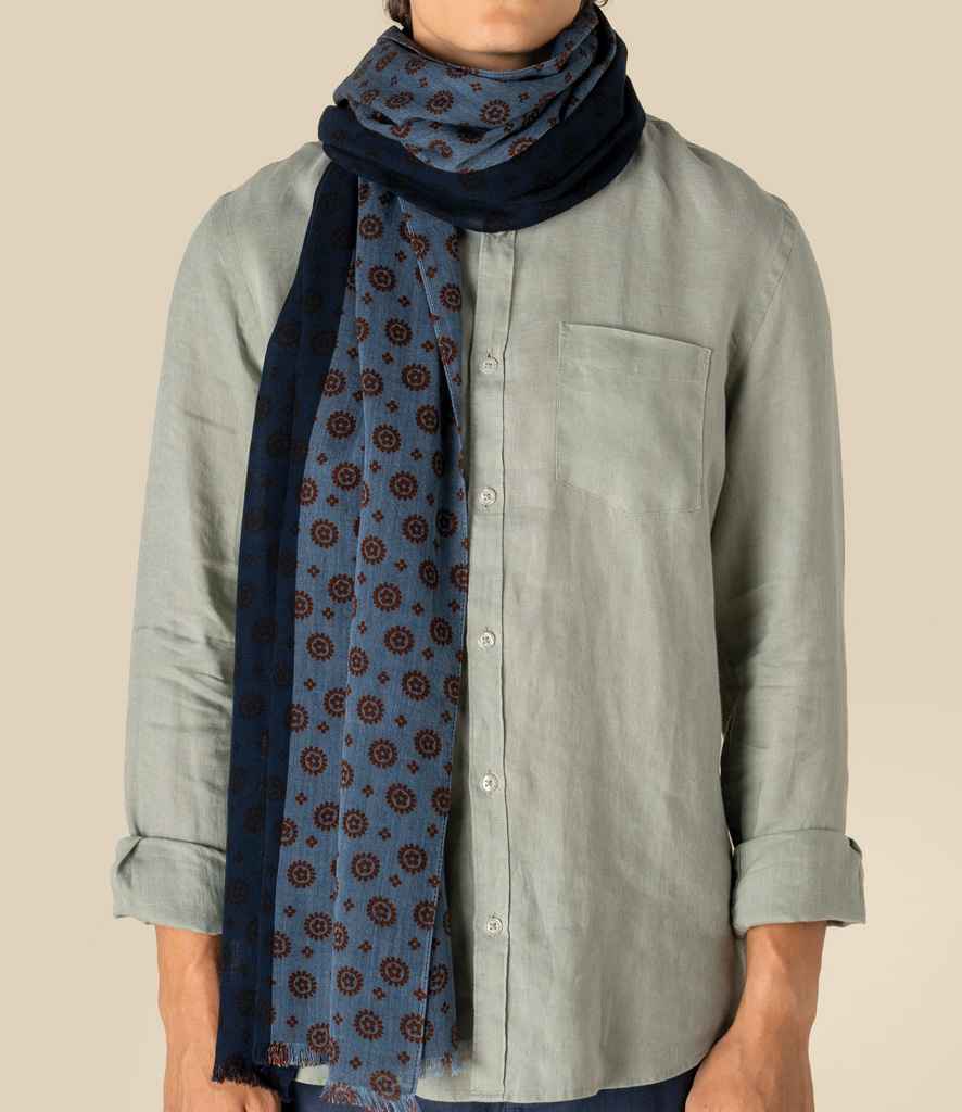 Spasso Blue Garnet Flowers Scarf - SP157