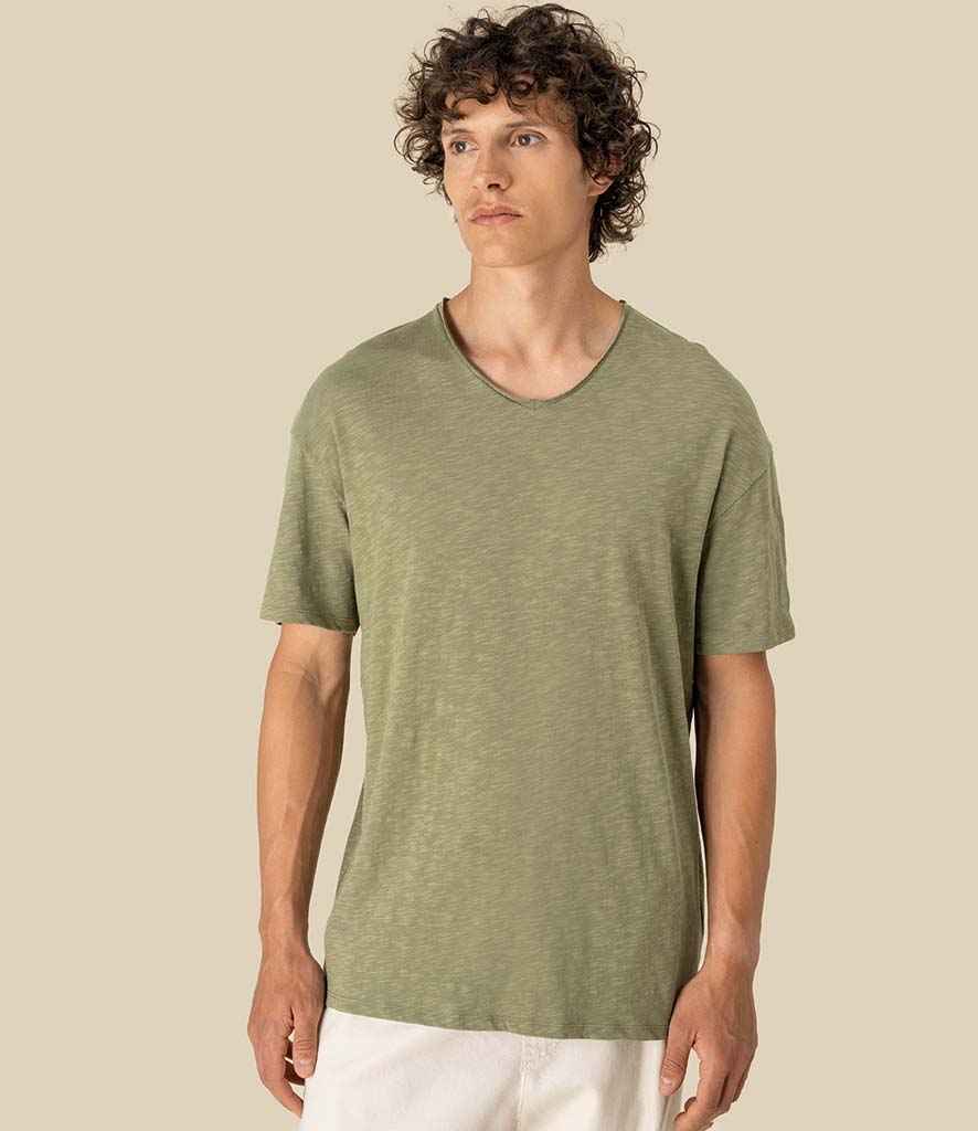 Spasso Drop Shoulder Raw Edge Collar Slub T-Shirt - SP303