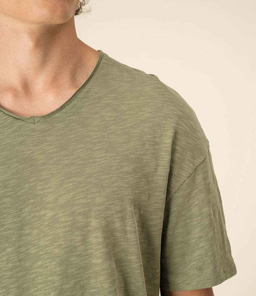 Spasso Drop Shoulder Raw Edge Collar Slub T-Shirt - SP303