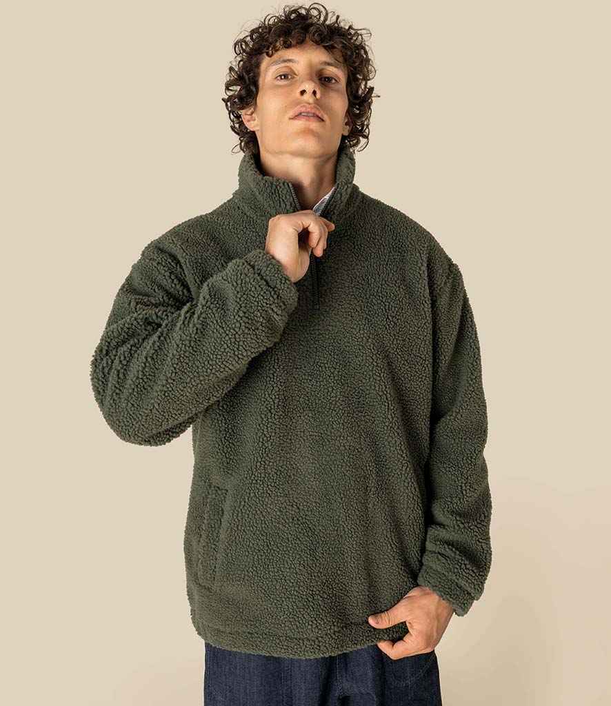 Spasso Unisex Sherpa Drop Shoulder 1/4 Zip Sweat - SP403