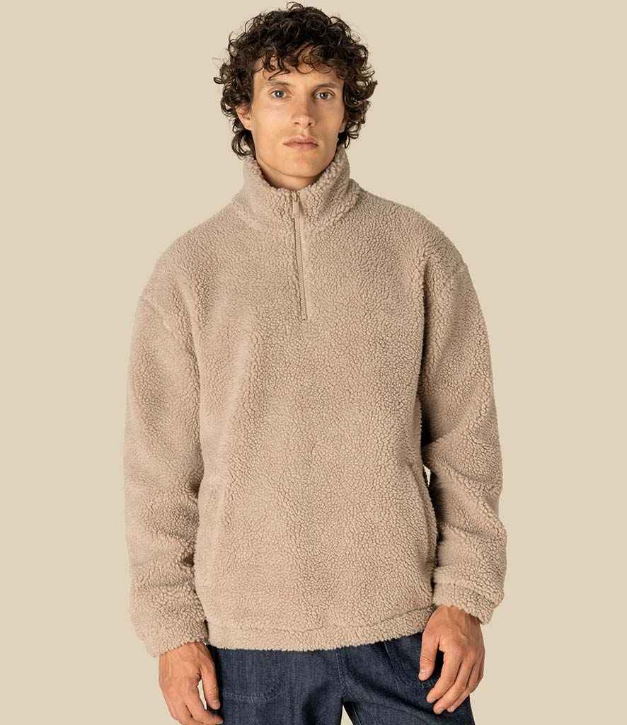 Spasso Unisex Sherpa Drop Shoulder 1/4 Zip Sweat - SP403