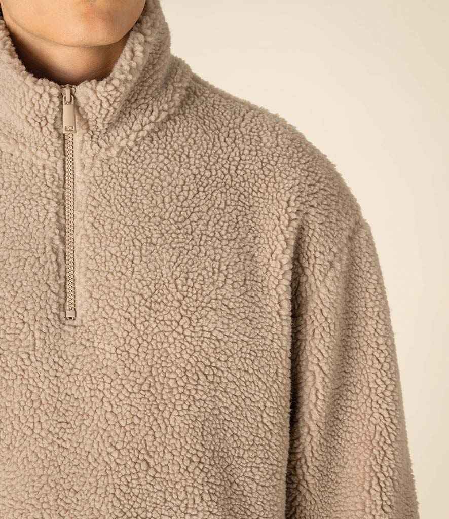 Spasso Unisex Sherpa Drop Shoulder 1/4 Zip Sweat - SP403