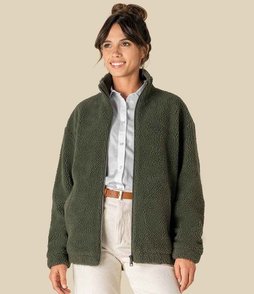 Spasso Unisex Sherpa Drop Shoulder Full Zip Sweat Jacket - SP404