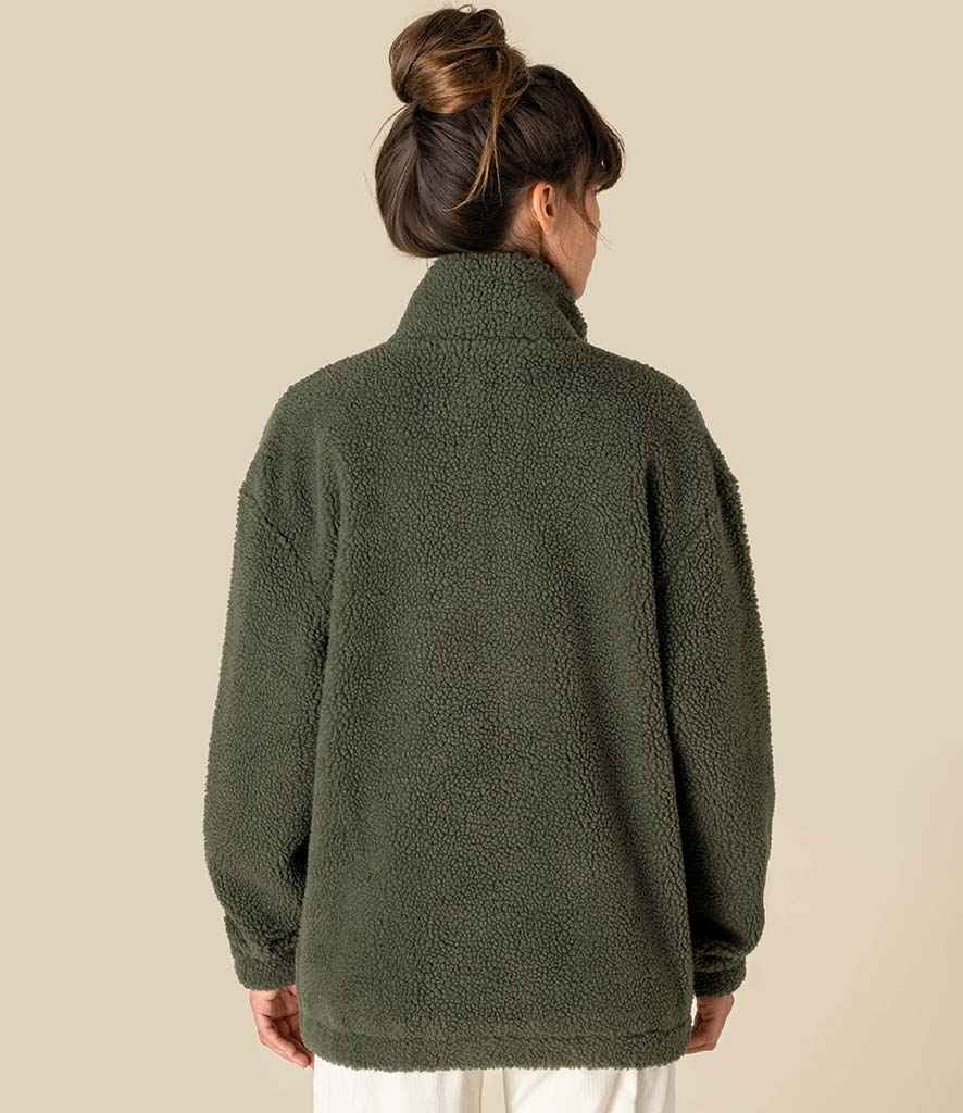 Spasso Unisex Sherpa Drop Shoulder Full Zip Sweat Jacket - SP404