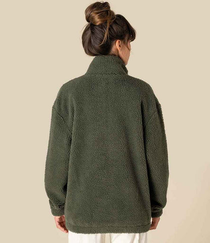Spasso Unisex Sherpa Drop Shoulder Full Zip Sweat Jacket - SP404