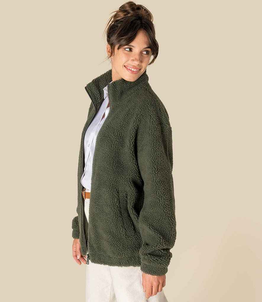 Spasso Unisex Sherpa Drop Shoulder Full Zip Sweat Jacket - SP404