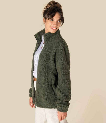 Spasso Unisex Sherpa Drop Shoulder Full Zip Sweat Jacket - SP404
