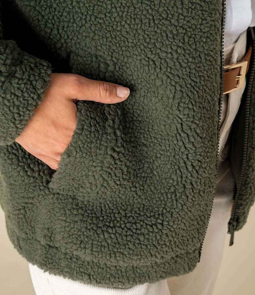 Spasso Unisex Sherpa Drop Shoulder Full Zip Sweat Jacket - SP404