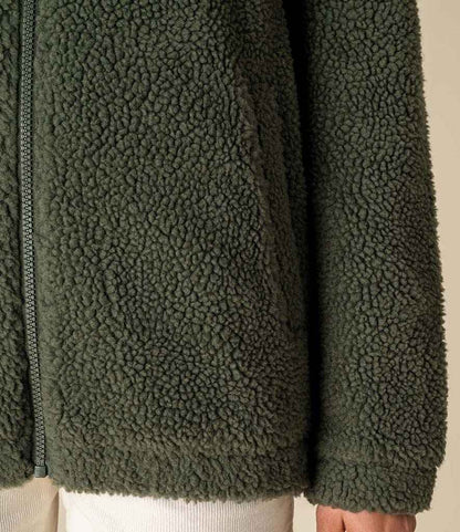 Spasso Unisex Sherpa Drop Shoulder Full Zip Sweat Jacket - SP404