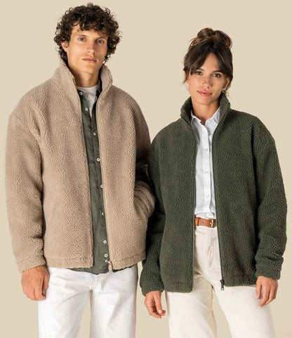 Spasso Unisex Sherpa Drop Shoulder Full Zip Sweat Jacket - SP404