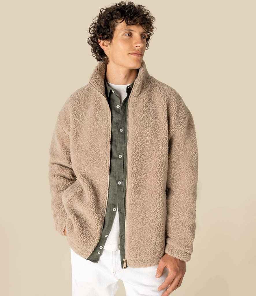 Spasso Unisex Sherpa Drop Shoulder Full Zip Sweat Jacket - SP404