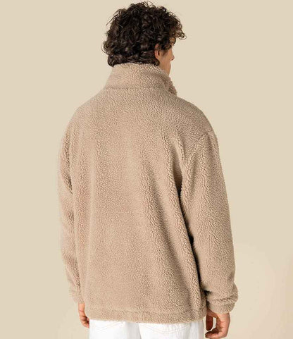 Spasso Unisex Sherpa Drop Shoulder Full Zip Sweat Jacket - SP404