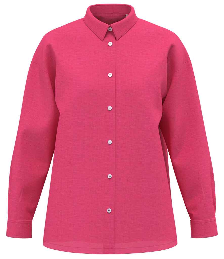 Spasso Ladies Long Sleeve Oversized Linen Shirt - SP501