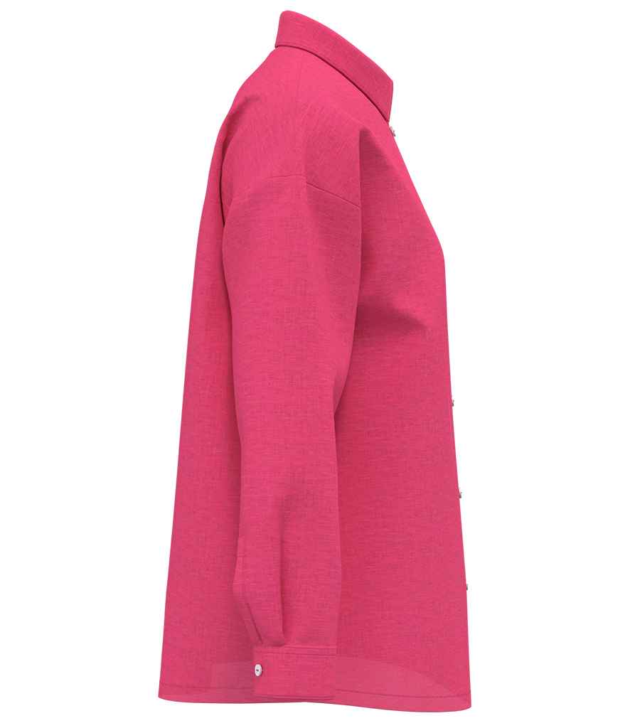 Spasso Ladies Long Sleeve Oversized Linen Shirt - SP501