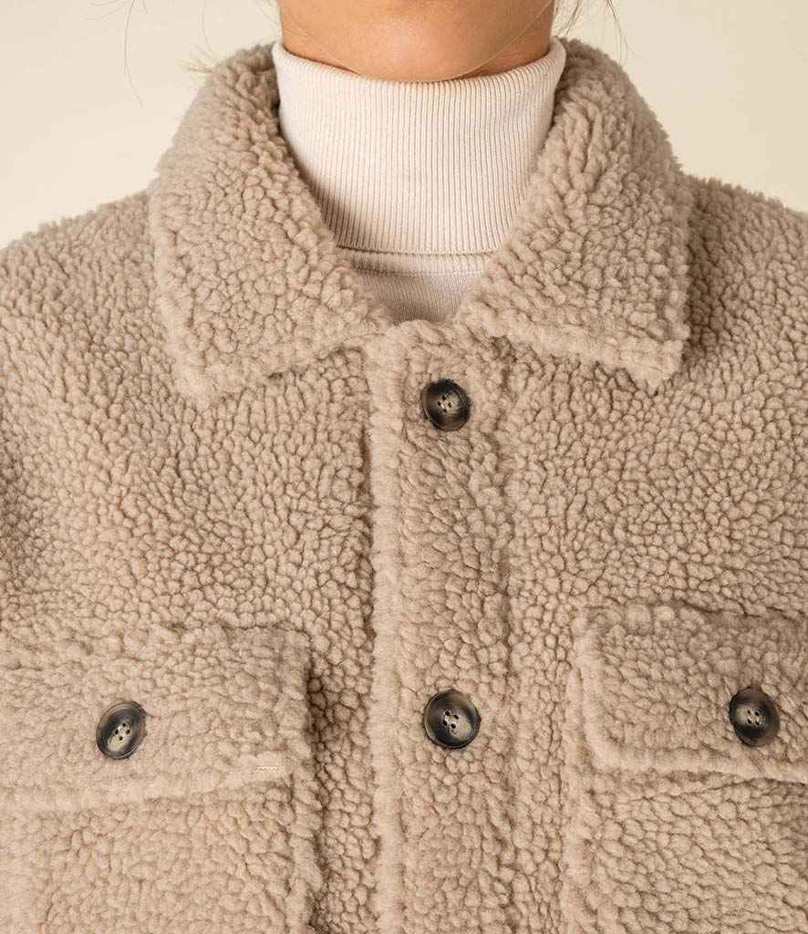 Spasso Unisex Sherpa Drop Shoulder Overshirt - SP508