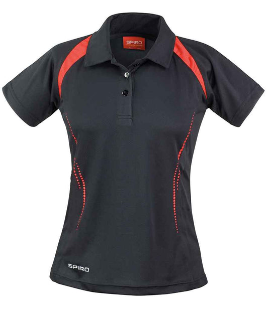Spiro Ladies Team Spirit Polo Shirt SR177F in Black/Red – front
