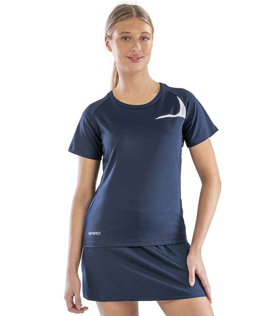 Spiro Ladies Dash Training Shirt SR182F in Navy/White – model