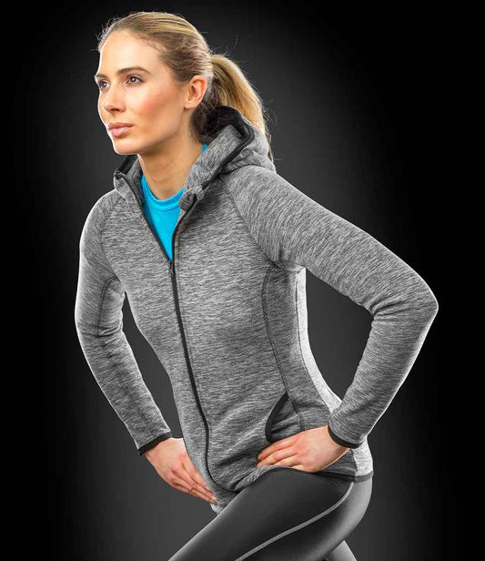 Spiro Ladies Micro Fleece Hoodie SR245F in Grey/Black – model