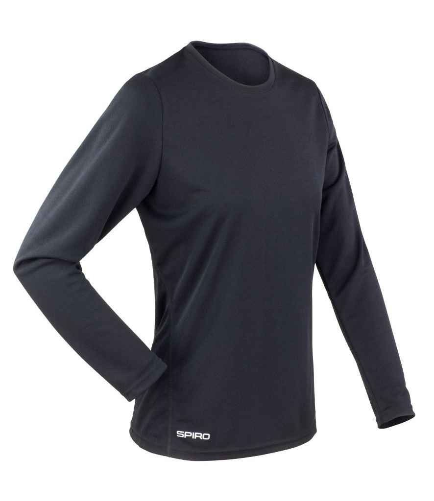 Spiro Ladies Performance Long Sleeve T-Shirt SR254F in Black – front