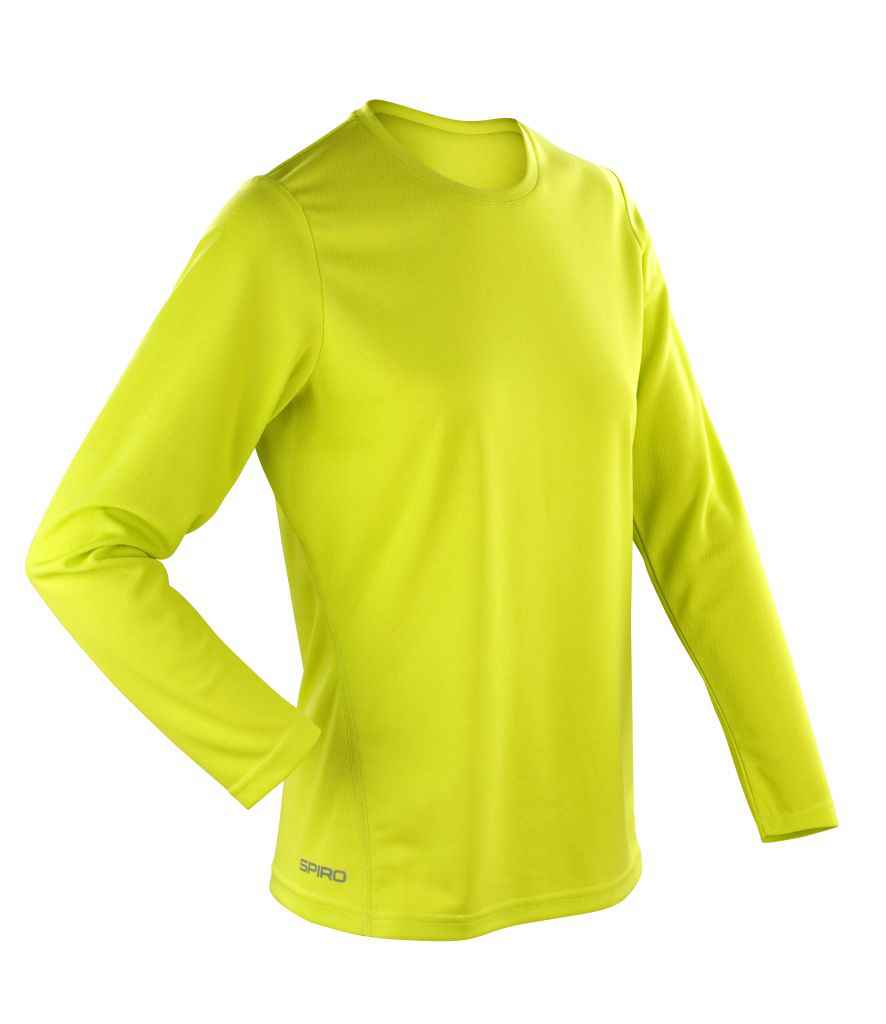 Spiro Ladies Performance Long Sleeve T-Shirt SR254F in Lime Green – front