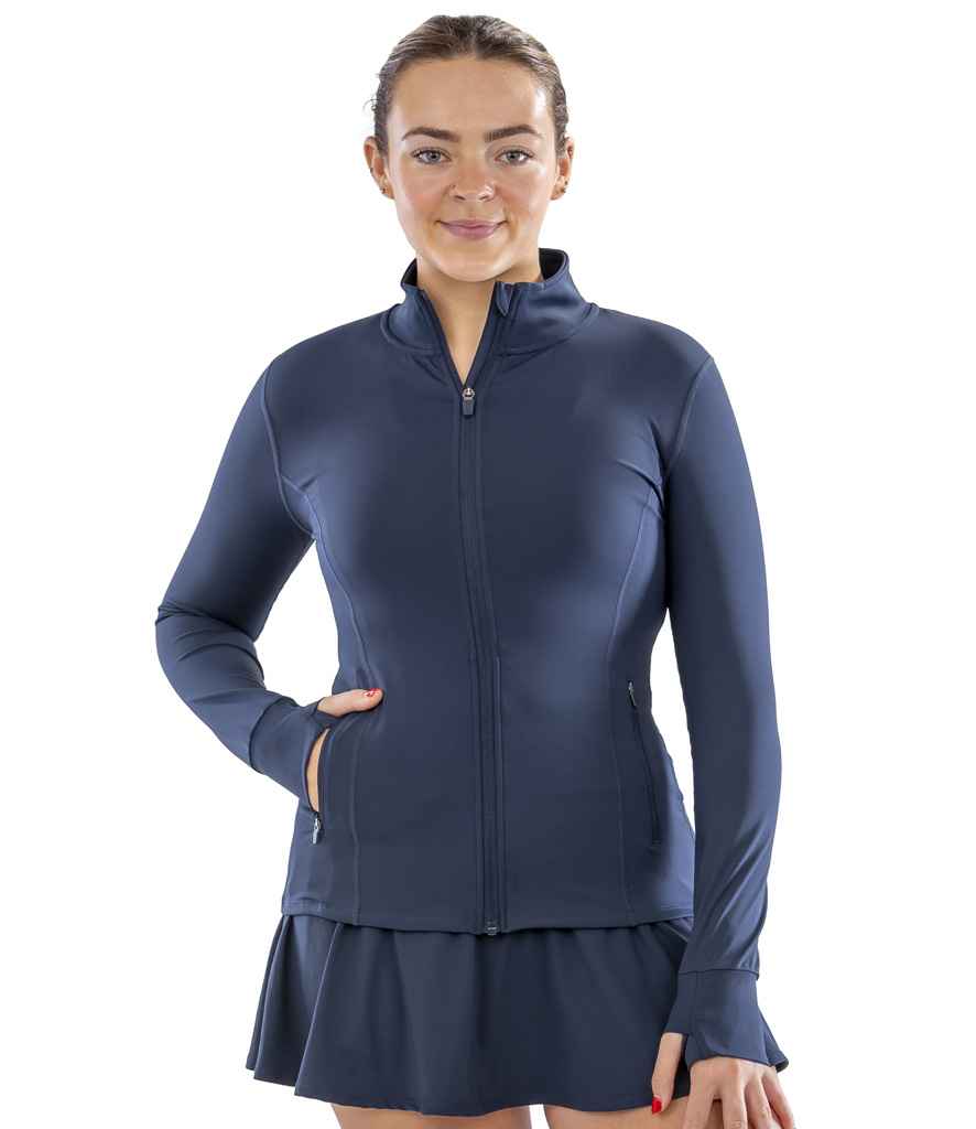 Spiro Ladies Recycled Fitness Jacket SR798F in Navy – model