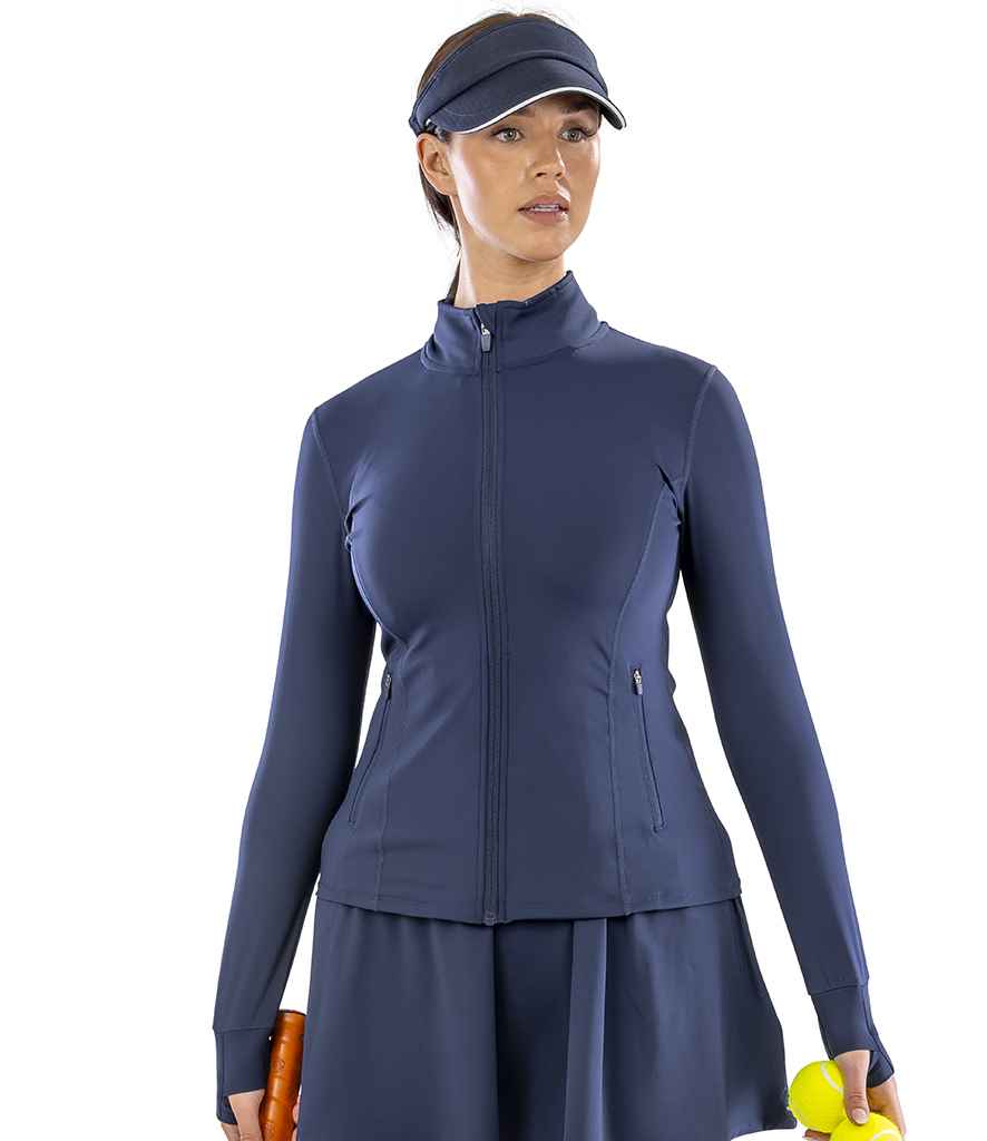 Spiro Ladies Recycled Fitness Jacket SR798F in Navy – model (2)
