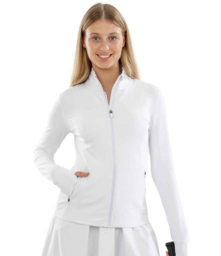 Spiro Ladies Recycled Fitness Jacket SR798F in White – model